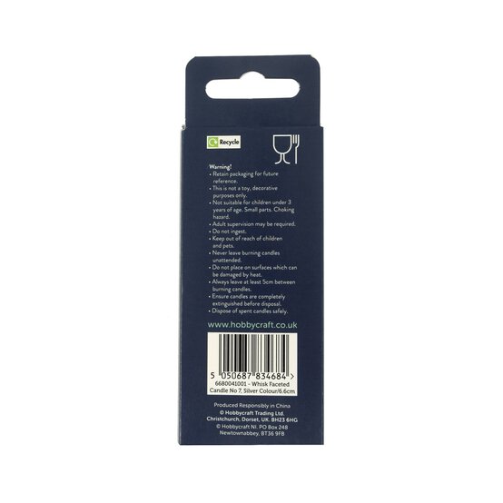 Whisk Silver Faceted Number 7 Candle image number 6