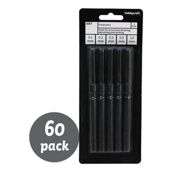 Black Fineliners 60 Pack Bundle