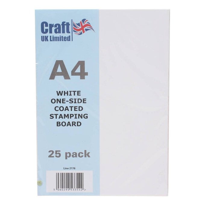 White One Side Coated Stamping Board A4 25 Sheets