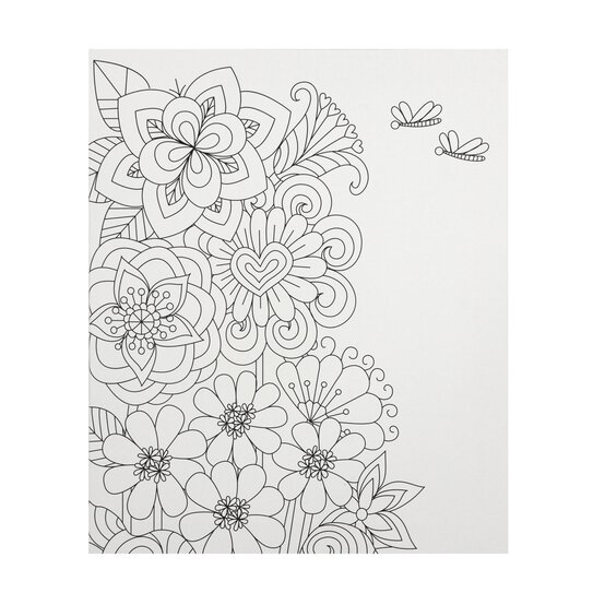 Flowers and Dragonflies Colour-in Canvas image number 1