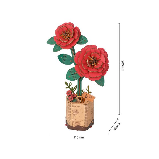 Rowood Red Camellia Wooden Flower Kit image number 3