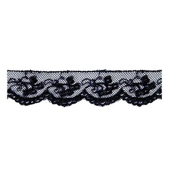 Black Rayon Embroidery on Tulle Lace Trim by the Metre
