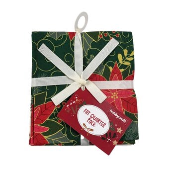 Holly and Poinsettia Fat Quarters 4 Pack