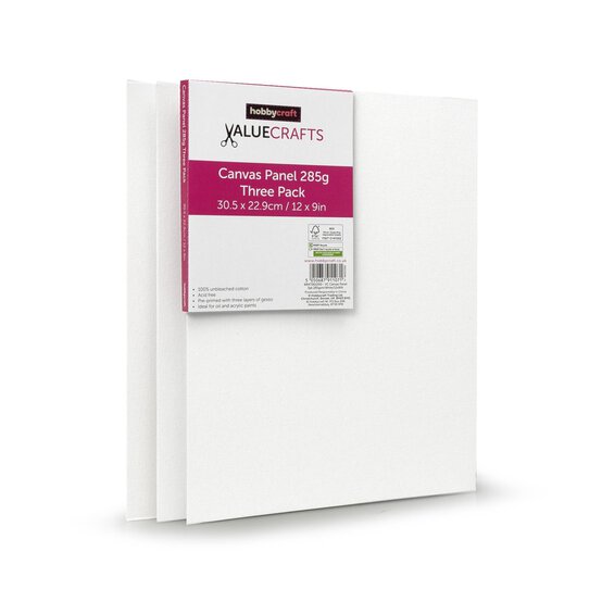 Valuecrafts Canvas Panel 30.5cm x 23cm 3 Pack  image number 1