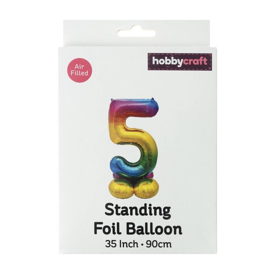 Standing Multicoloured Number 5 Balloon 90cm image number 4