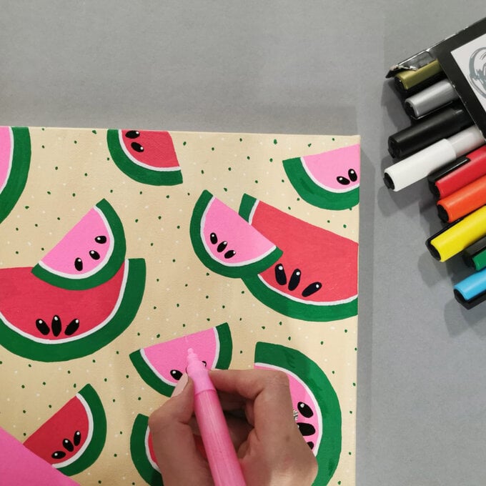 How to Make a Fruity Melon Canvas with Paint Markers image number 1