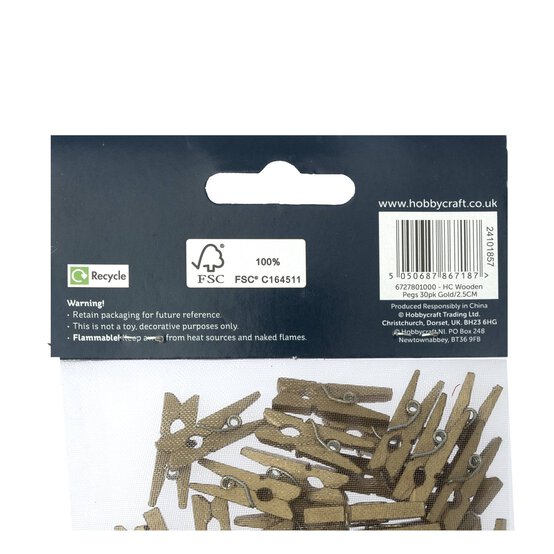 Mini Gold Wooden Pegs 30 Pack image number 5