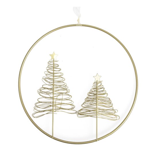 Gold Metal Hanging Trees Hoop 20cm image number 1
