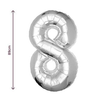 Extra Large Silver Foil Number 8 Balloon