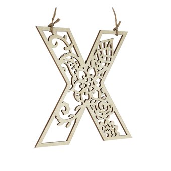 Wooden Filigree Hanging Letter X 12cm