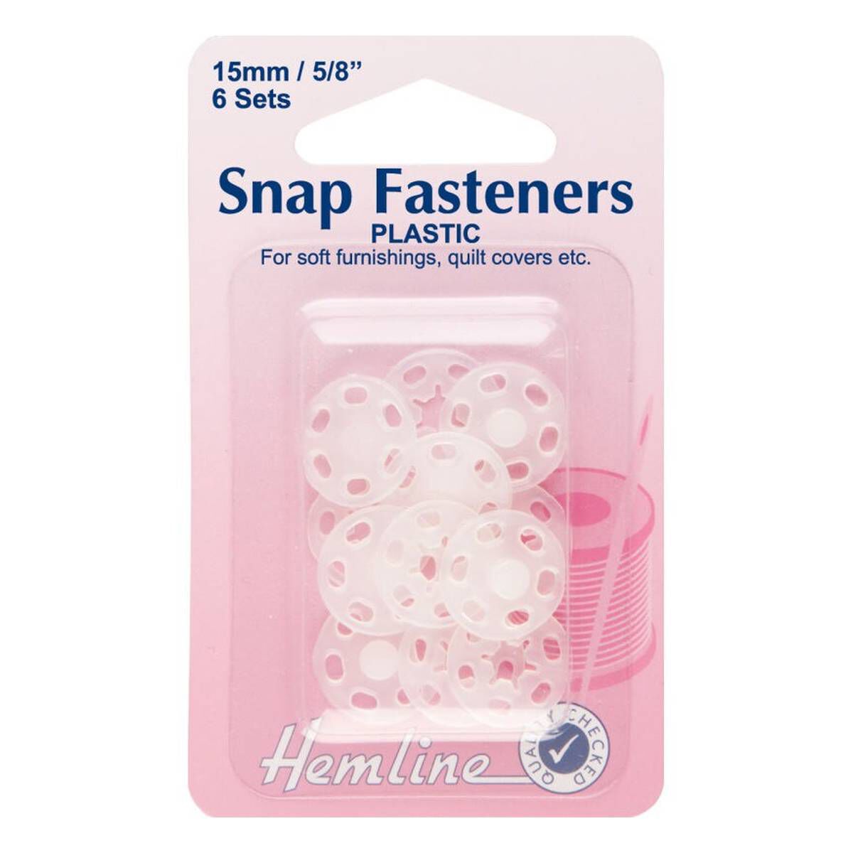 Hemline Plastic Snap Fasteners 15mm 6 Pack Hobbycraft