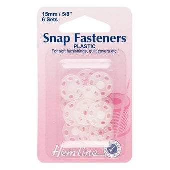 Hemline Plastic Snap Fasteners 15mm 6 Pack
