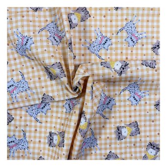 Purrfect Cats Gingham Charm Cotton Fabric by the Metre