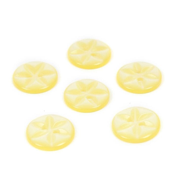 Hemline Yellow Basic Star Button 6 Pack image number 1