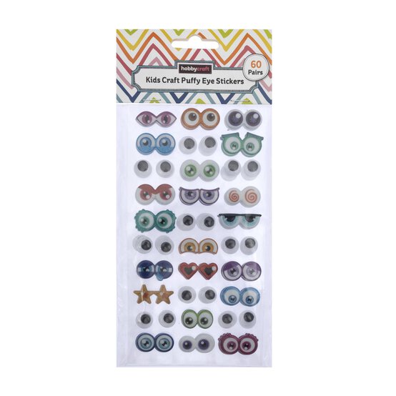 Coloured Craft Eye Puffy Stickers 60 Pairs image number 4