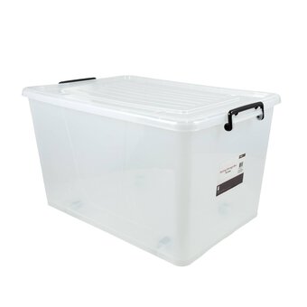 Clear Rolling Storage Box 75 Litres