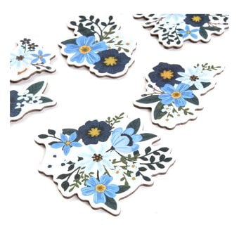 Blue Flower Chipboard Stickers 8 Pack