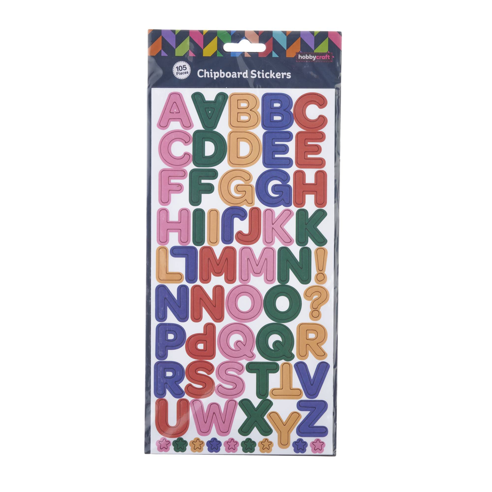 Bright Alphabet Chipboard Stickers 105 Pieces | Hobbycraft