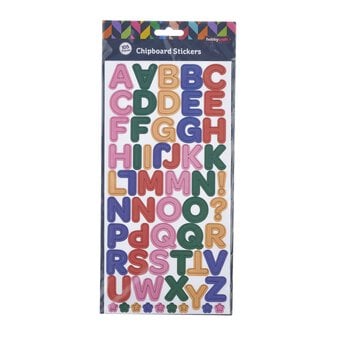 Bright Alphabet Chipboard Stickers 105 Pieces image number 3