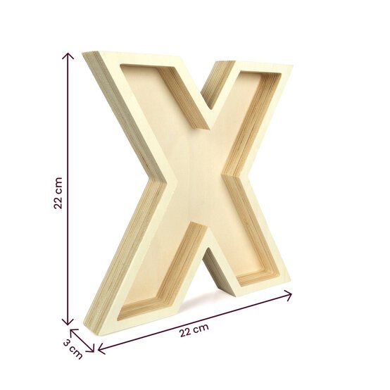 Wooden Fillable Letter X 22cm image number 4