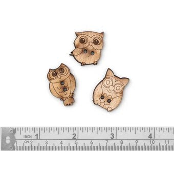 Trimits Wooden Owl Buttons 6 Pieces image number 3