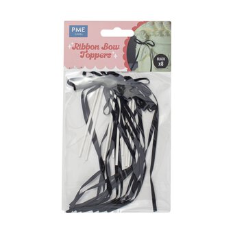 PME Black Ribbon Bow Toppers 8 Pack
