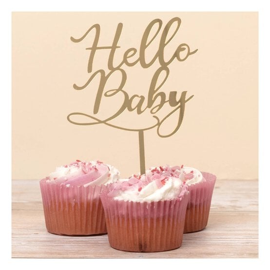 Create & Celebrate Gold Hello Baby Cake Topper image number 2