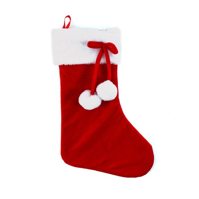 Red Stocking with Pom Poms Hobbycraft
