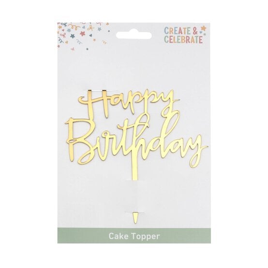 Create & Celebrate Gold Happy Birthday Cake Topper image number 4
