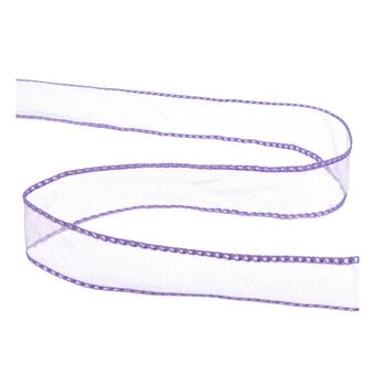 Lilac Wire Edge Organza Ribbon 25mm x 3m