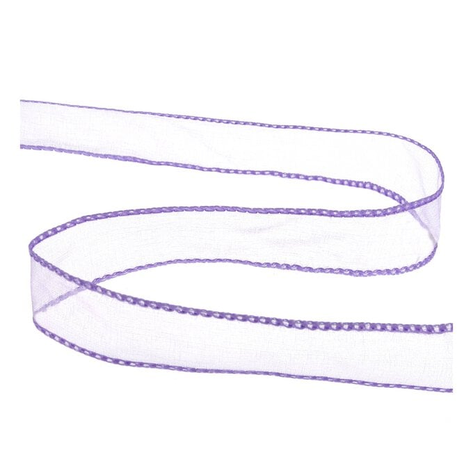 Lilac Wire Edge Organza Ribbon 25mm x 3m image number 1