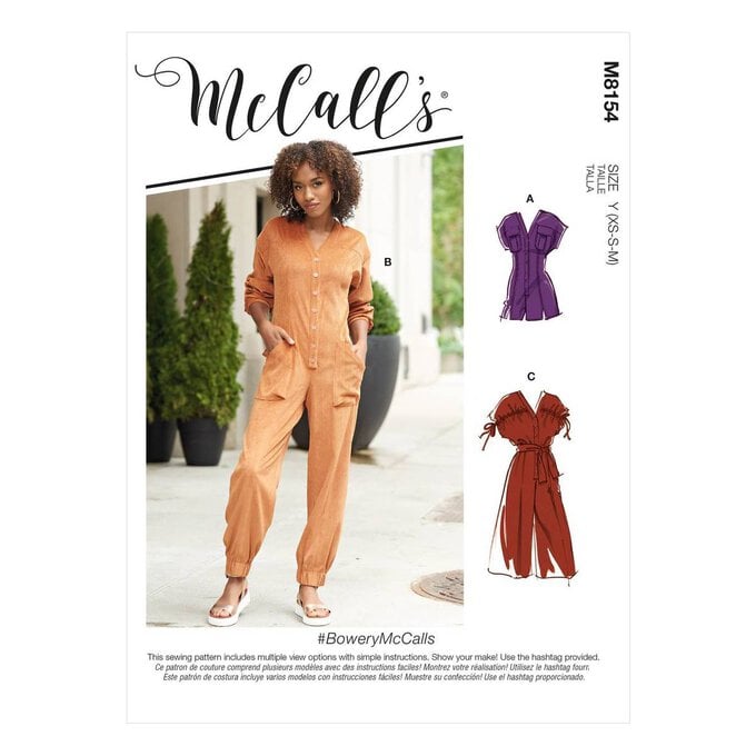 McCall’s Bowery Jumpsuit Sewing Pattern M8154 (XS-M) image number 1