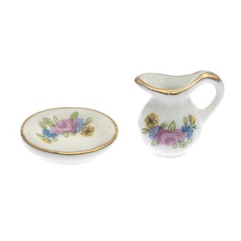 Doll&rsquo;s House Pink Jug and Bowl 