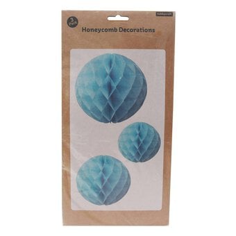 Blue Honeycomb Ball Decorations 3 Pack image number 2