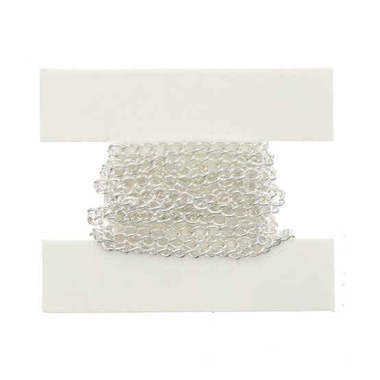 Silver Plated Light Curb Chain 3mm x 1m image number 1