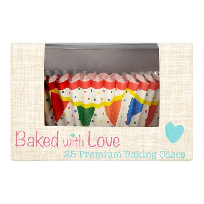 Baked With Love Primary Bunting Cupcake Cases 25 Pack image number 1