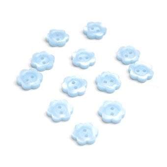 Hemline Sky Blue Flower Buttons 12.5mm 12 Pack