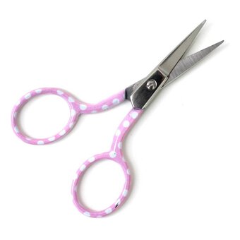 Hemline Pink Polka Dot Embroidery Scissors 9cm