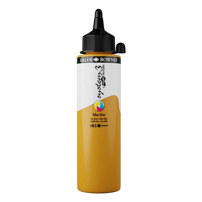 Daler-Rowney System3 Yellow Ochre Fluid Acrylic 250ml (663) image number 1