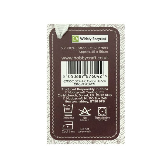 1960s Cotton Fat Quarters 5 Pack image number 9