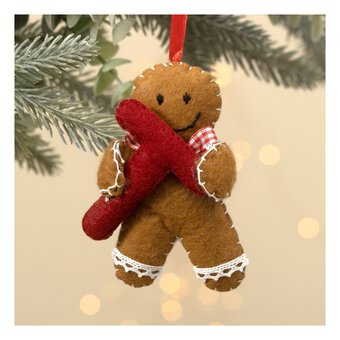 Hanging Gingerbread Felt Letter T Decoration