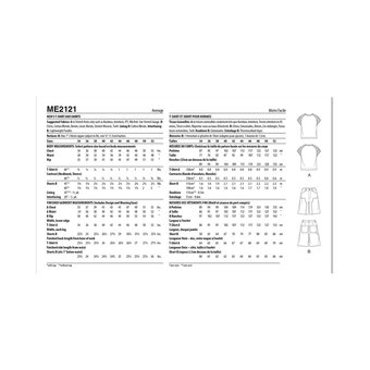 Know Me Men's T-Shirt and Shorts  Sewing Pattern ME2121 (AA 34-42)