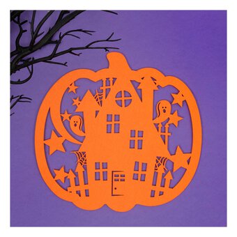 Pumpkin and House Felt Decoration 28cm