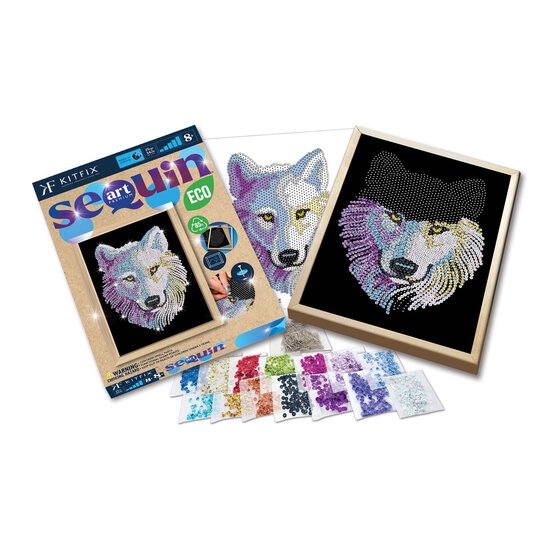Kitfix Snow Wolf Sequin Art Blue Premium Kit image number 4