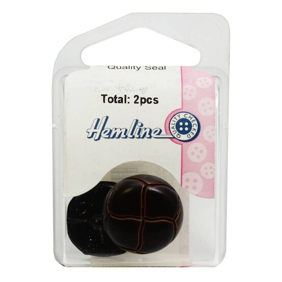 Hemline Brown Novelty Faux Leather Button 2 Pack image number 2