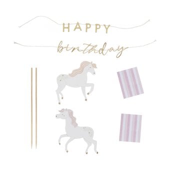Ginger Ray Princess Horse Happy Birthday Cake Topper image number 2