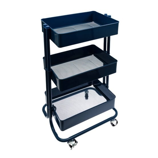 Dark Blue Three Tier Storage Trolley image number 1