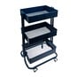 Dark Blue Three Tier Storage Trolley image number 1