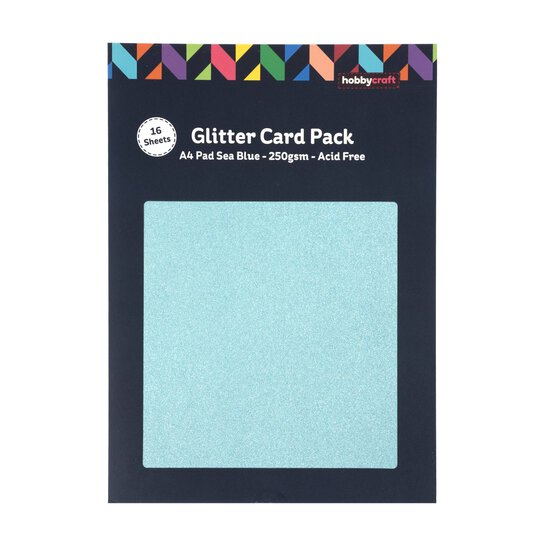 Sea Blue Glitter Card A4 16 Pack image number 3