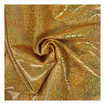 Gold Anaconda Holo Foil Poly Spandex Fabric by the Metre